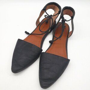 Lucky Brand Mabonnee Sandals Black Leather Ankle Tie Shoes Womens Size 9 M 9M